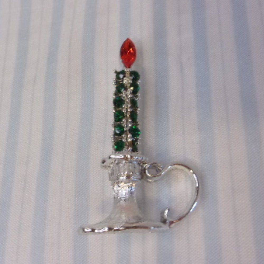 Dodds Christmas Candle Pin Brooch